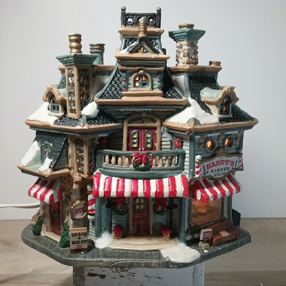 Lemax Christmas Village Harrys Barber Shop Retired